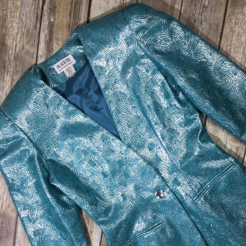 Aqua and Metallic Fitted Blazer